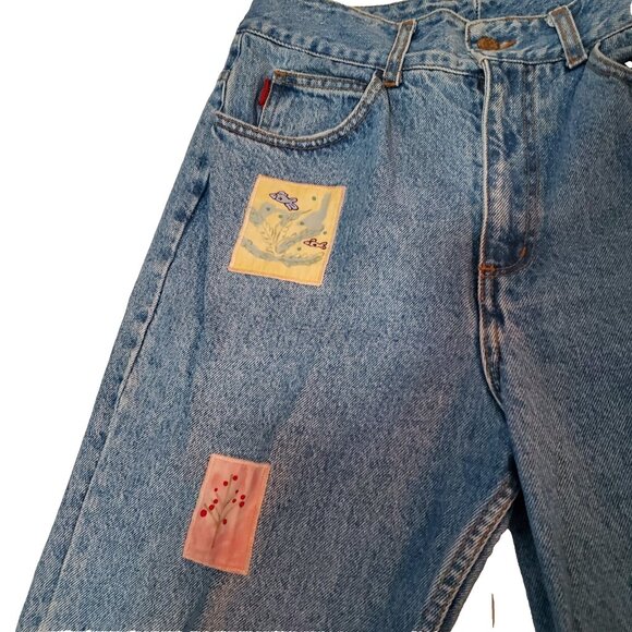 Vintage 90s Gazoz Jeans Size 5 Boho High Waist Sea Life Nautical Ocean Patchwork - Picture 4 of 12